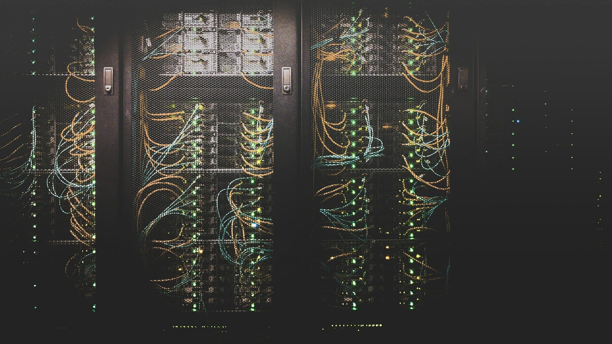 Network equipment racks in a building control room
